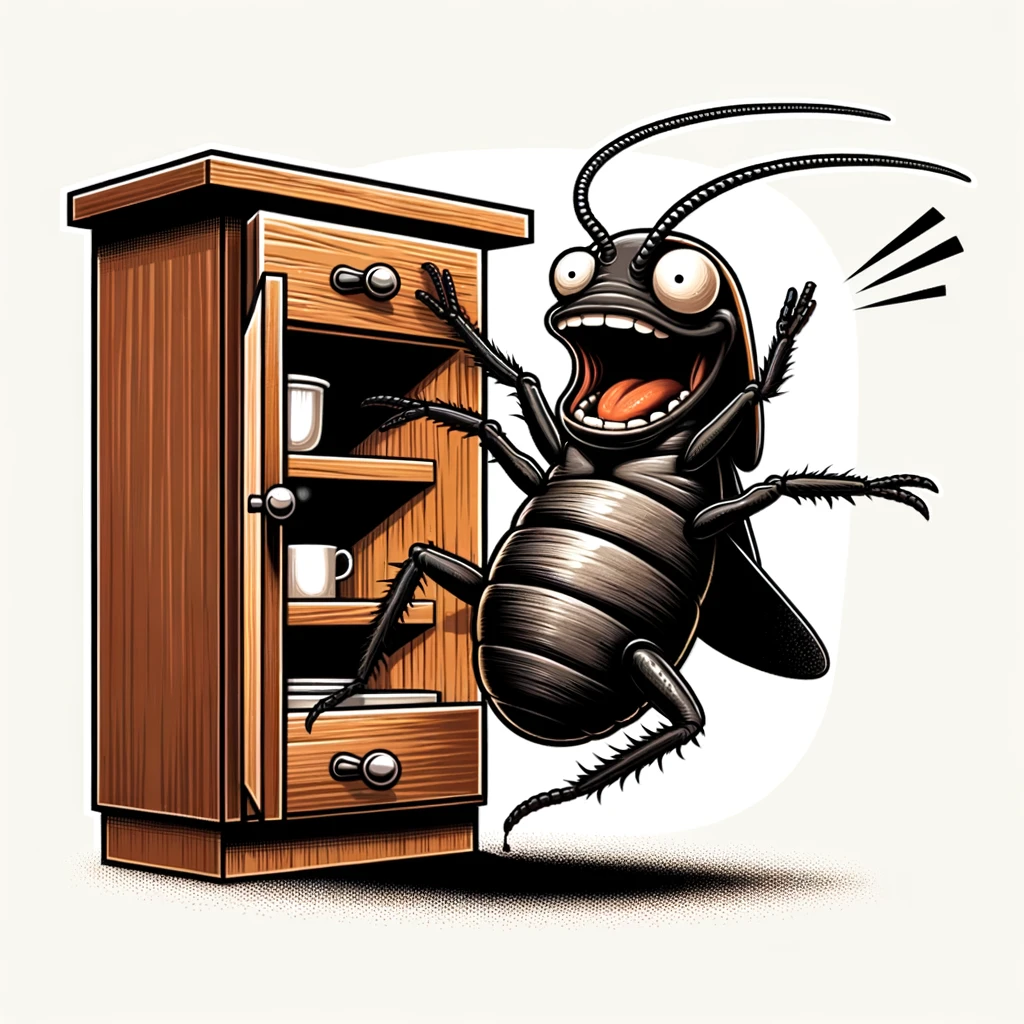 big black cockroach surprised